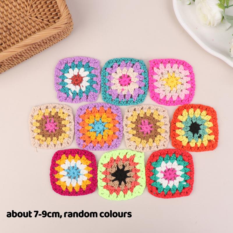 10 Pezzi Mix Casuale Colori Uncinetto Fatto a Mano Centrini Adatti Pezzo Fiore Quadrato Per Tasca Vestiti Fai da Te Sottobicchiere Borsa Tovaglia