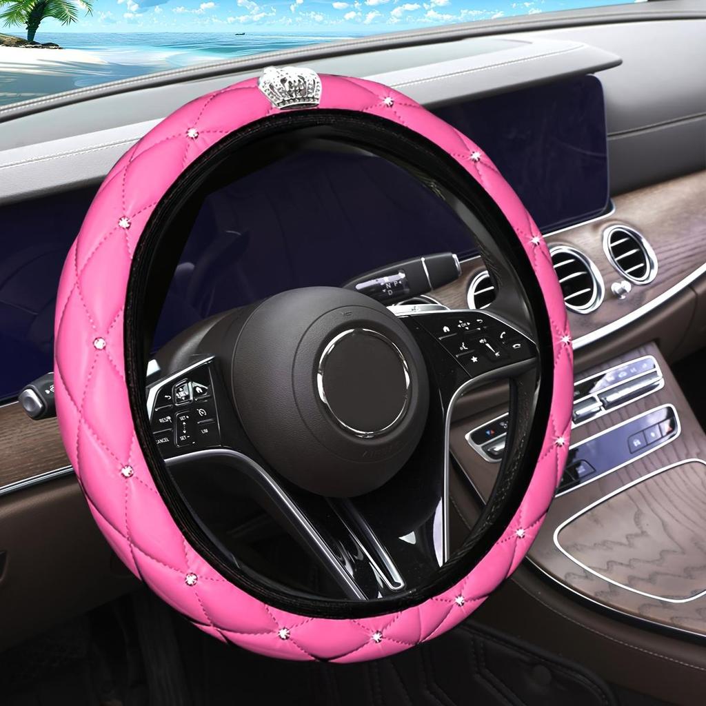 Coprivolante Scintillante in Ecopelle con Strass per Donne - Morbido, Confortevole, Senza Anello Interno, Vestibilità Perfetta, Nero con Dettagli in Strass