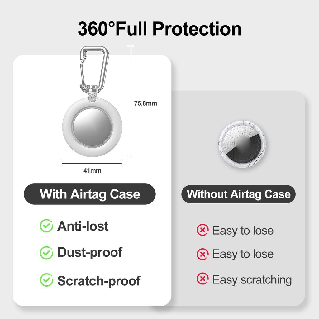 For AirTag Protective Case Full Enclosure Waterproof PC Cover with Hook