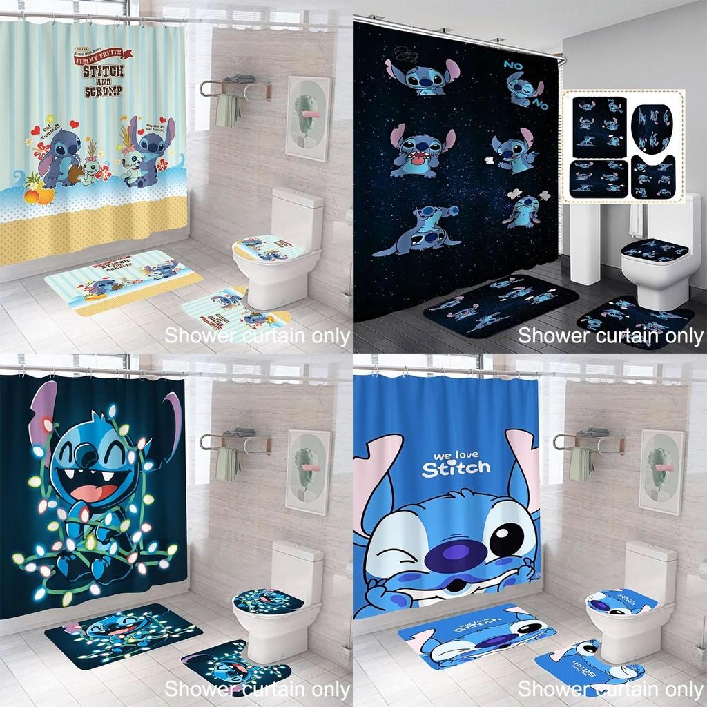 Rideau de douche Lilo & Stitch Impression numérique Imperméable et Anti-rouille