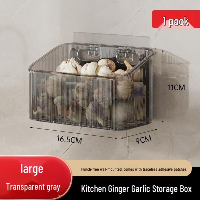 Kitchen & Bathroom Wall-mounted Storage Basket for Scallion, Ginger, and Garlic