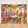 2D Flat Print Clown Puzzle Party Backdrop Colorful Circus Clowns Photography Background