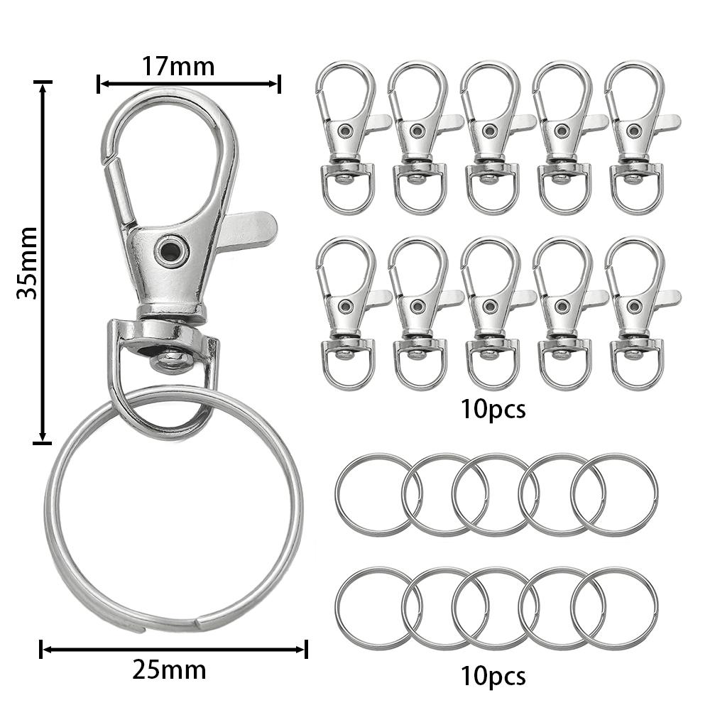 20pcs/lot Swivel Snap Hooks With Key Rings Key Chain Clip Hooks Lobster Claw Clasps For Bag Dog Chains Keychains DIY Jewelry