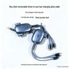 Customizable Mecha-Style Retractable 3-in-1 Fast Charging Cable with Logo Print