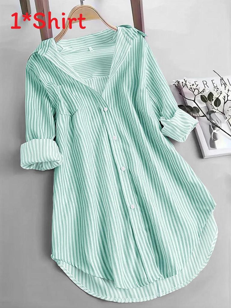 Classic Striped Shirt With Stretch Fabric For Casual And Office Wear