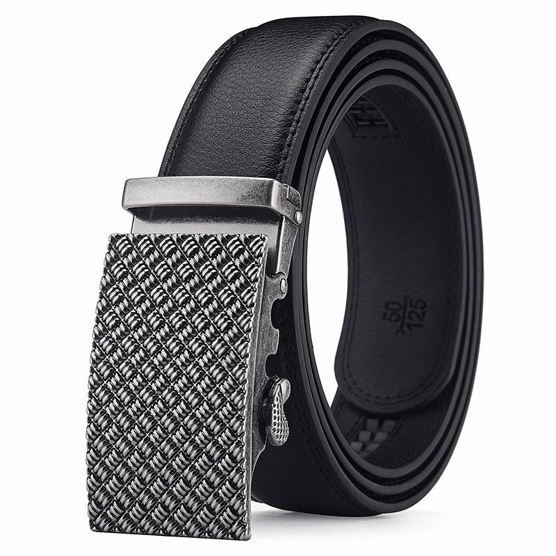 Мужской кожаный ремень с автоматической пряжкой, деловой двухслойный ремень из коровьей кожи, антикварный мужской ремень 130cm