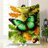 Green Butterfly and Autumn Leaves Design Flannel Blanket for Bedroom Living Room Sofa and Nap