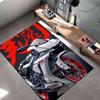 Area Rug, Kawasaki Ninja White Red Sport Bike Japanese Calligraphy Motorcycle Print, Man Cave Decor, Non-Slip Mat