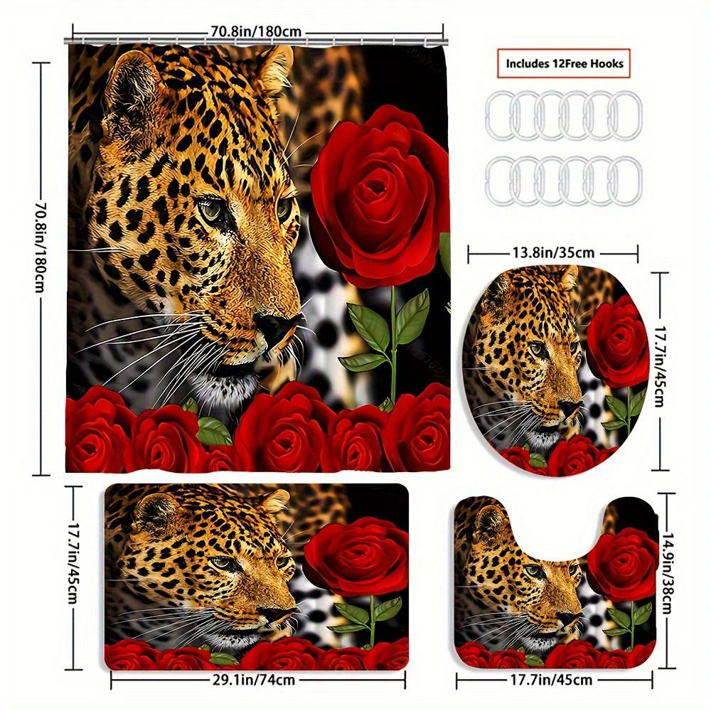 Ensemble de salle de bain récif corallien sous-marin enchanteur - Rideau de douche imperméable, Housse de couvercle de toilette, Tapis de bain et Tapis contour