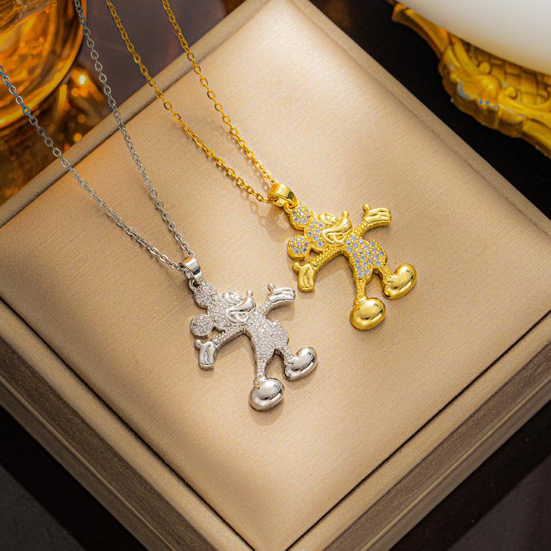 A Piece of Fashionable Cute Cartoon Disney Mickey Minnie Necklace Clavicle Chain Beauty Gift Women Girls Daily Accessories