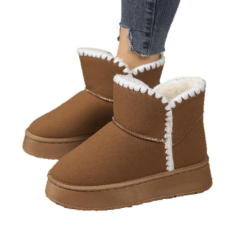 Foreign trade large size Northeast velvet thick-soled short snow boots women's cross-border matte leather warm thickened cotton boots