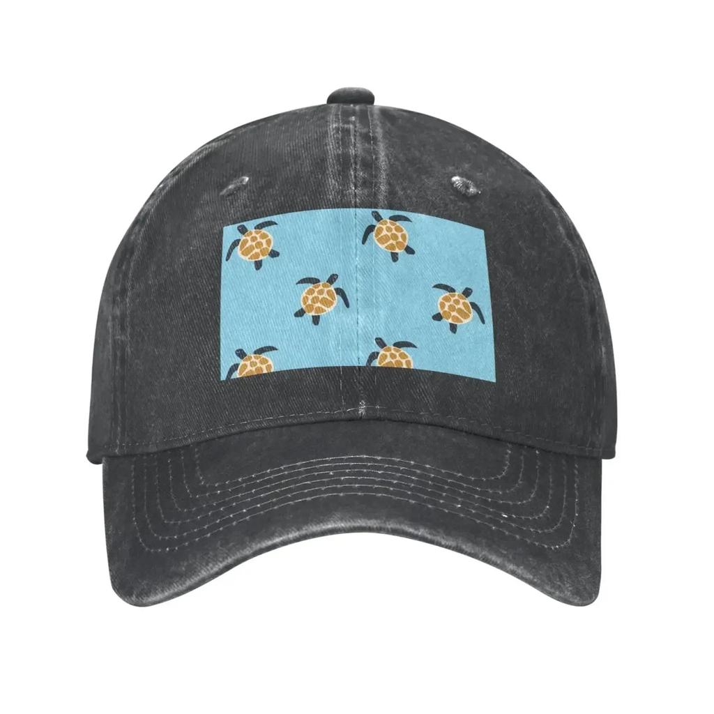 Kreslená želva Vintage kovbojská baseballová čepice Táta kšiltovka Unisex Nastavitelná trucker kšiltovka pro každodenní