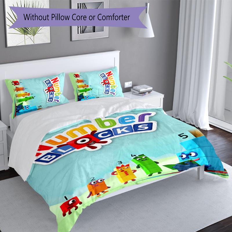Set di biancheria da letto con motivo Numberblocks2, 3 pezzi, set copripiumino include copripiumino e federe, decorazione perfetta per la camera da letto in ogni stagione e regalo