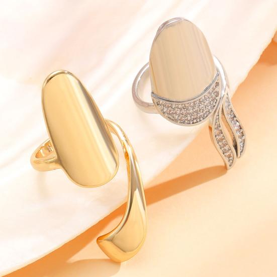 Nail Ring Lightweight Adjustable Size Mirror Metal Surface Non-Falling Off Nail Art Jewelry with Cubic Zirconia Fingertip Jewelry