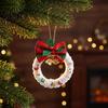 Handmade Plush Wreath Ornaments Mini Christmas with Plaid Decoration Ornament Hanging Bow And Creative Gift Box Decor Metal Bells Tiny for
