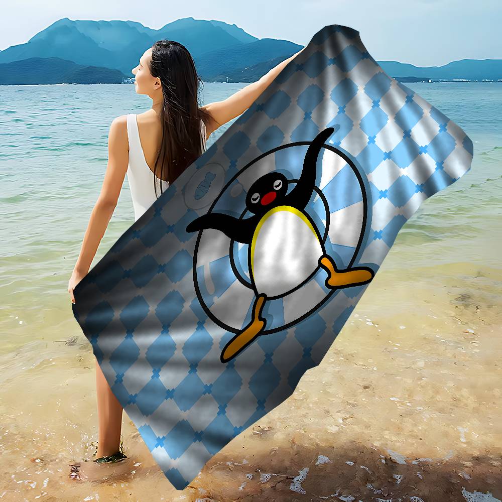 Funny P-PinguS Cute Cartoon Microfiber Blanket Quick Drying Beach Towels Oversized Printing Super Absorbent Pool Towel Blanket