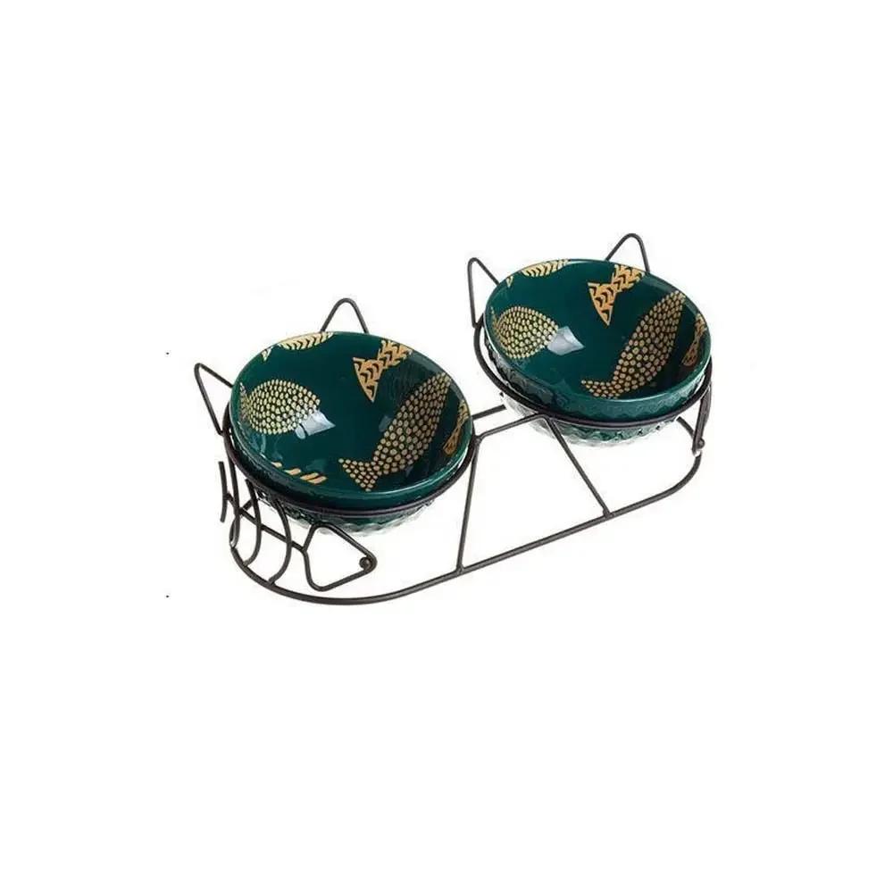 Feeder Drinker Oblique Mouth For Dog Cat Elevated Dishes Water Feeder Container Pet Feeder Bowl Pet Supplies Cat Double Bowl