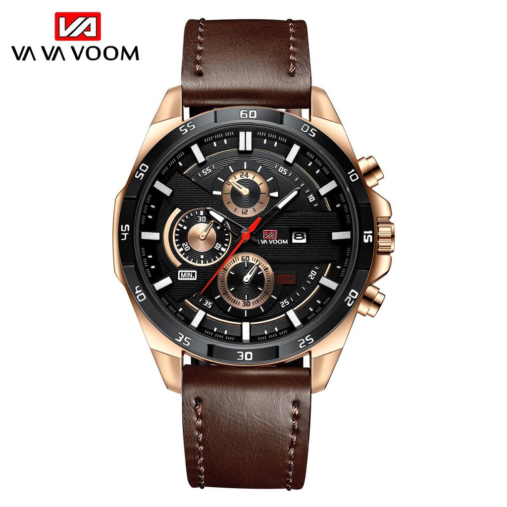 VA VA VOOM Belt Steel Belt Watch, Sports and Leisure Quartz Watch Calendar Men's Watch