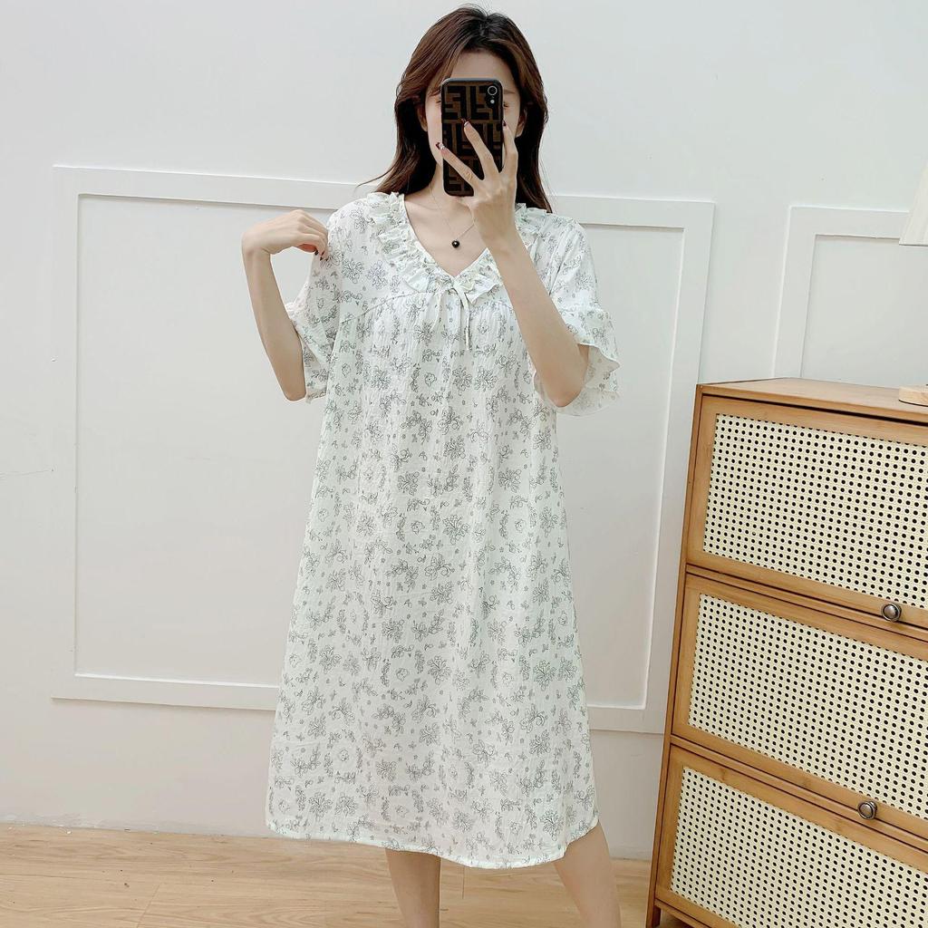 Women's Cloud Cotton Short Sleeve Nightgown - Summer Pajamas & Outdoor Sweet Girly Dress Homewear