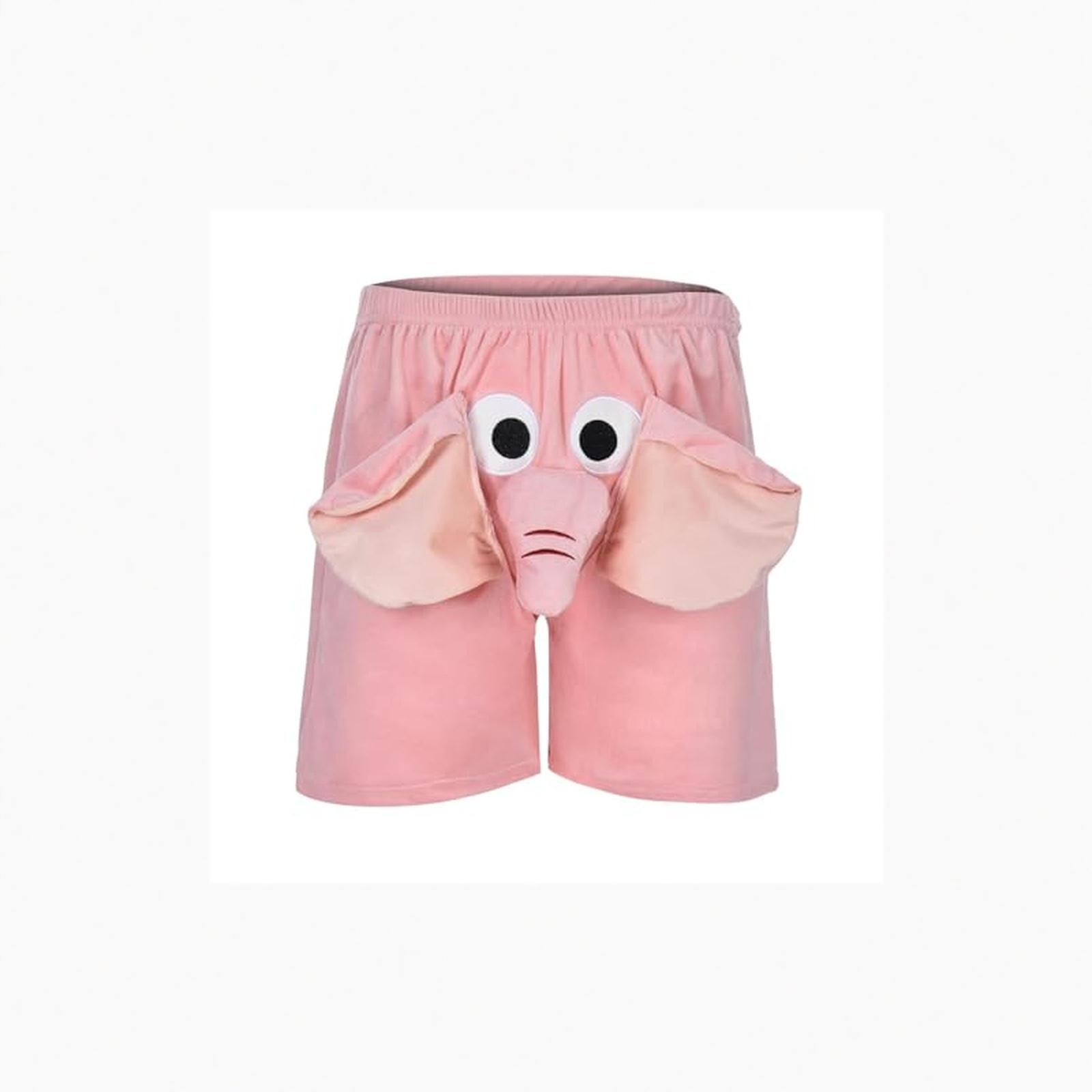 

Забавные Пижамные Шорты со Слоном Необычная Одежда для Сна с Пищащим Хоботом Слона Мягкие и Игривые Шорты для Мужчин и Женщин L розовый