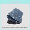 Denim Farmer Hat With Embroidered Floral Design For Sun Protection And Breathability