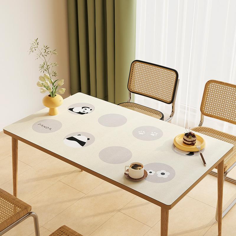 Panda Cartoon Tablecloth Pvc Waterproof, Oil-Proof And Anti-Scalding Leave-In Table Mat Leather Tablecloth Dining Table Mat Coffee Table Mat