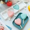 4 Cavities Ice Cream Molds 3D Heart Shape Popsicle Mold Silicone Mold for DIY Ice Cream Puree Yogurt