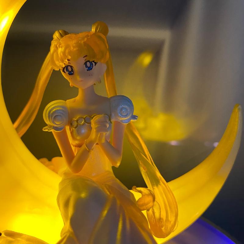 Sailor Moon Anime Actionfigur Modell Leuchtende Nachtlampe Raum Schreibtischdekoration Schlafzimmer Nachttischlampe Spielzeug Kinder Geburtstagsgeschenk
