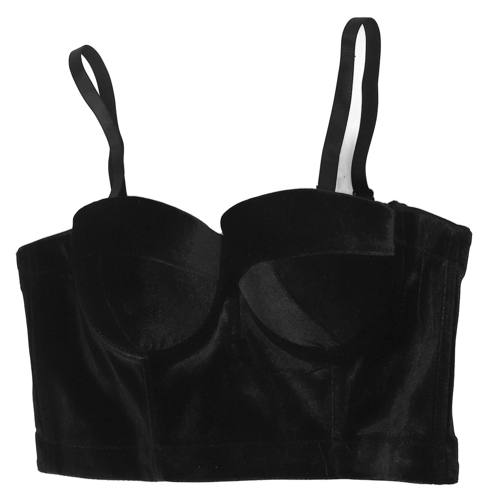 Женский корсетный топ на косточках, на тонких бретелях, пуш-ап, облегающий сетчатый корсетный топ для женщин, черный, M 36 80B