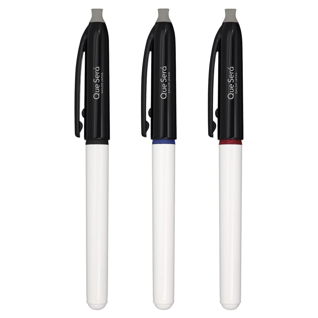 Sailor Quesera Erasable Ballpoint Set of 3 Pens, (Black, Red, Blue), 0.8mm, 80-5810-000