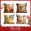 Christmas Theme Cushion Pillowcase Printed Polyester 40/45/50Cm Throw Pillowcover Decor Sofa Cushion Pillowslip Home Decor