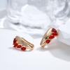 New  Rose Gold Dangle Earrings For Women Unusual Red Natural Zircon Bride Drop Earrings Vintage Wedding Jewelry