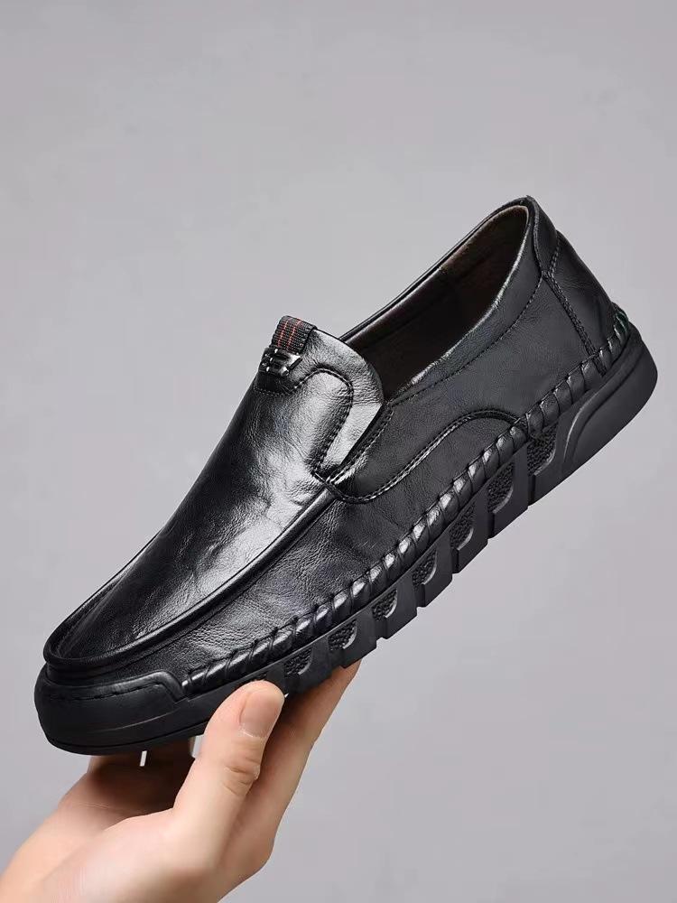 

Весняні популярні новинки нековзна м яка підошва педаль діловий кежуал шкіряне взуття чоловіче дихаюче модна тенденція універсальне шкіряне взуття 48 чорний