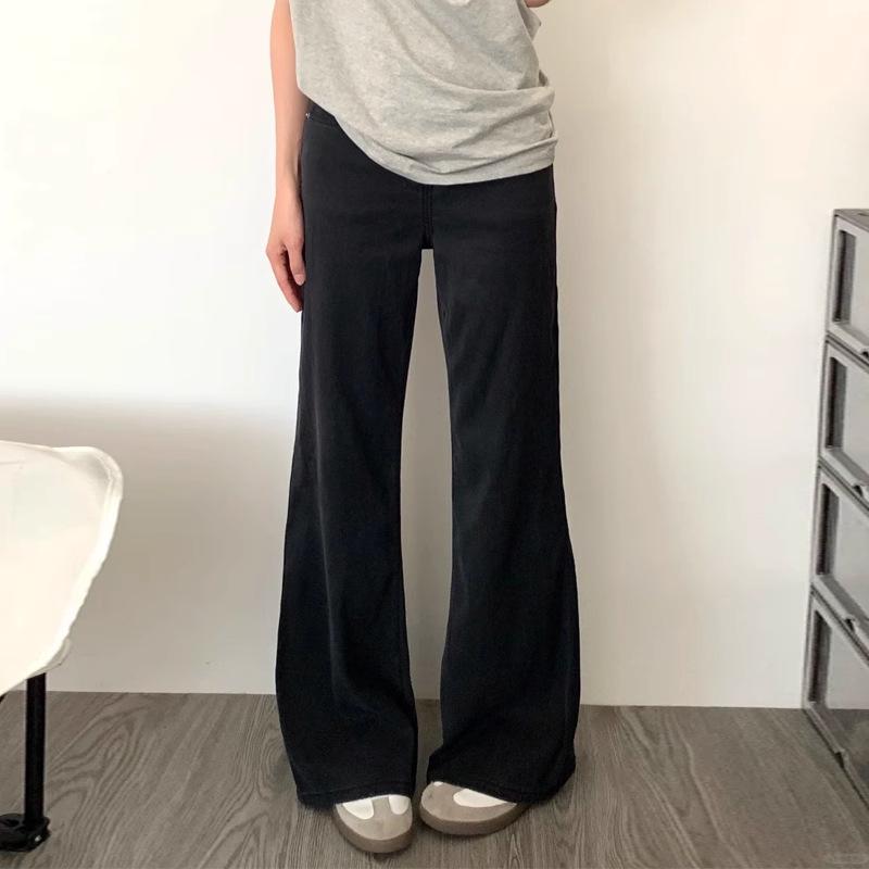 

American High Street Women s Black Velvet Thickened Wide-Leg High-Waisted Slimming Jeans for Autumn/Winter 4XL