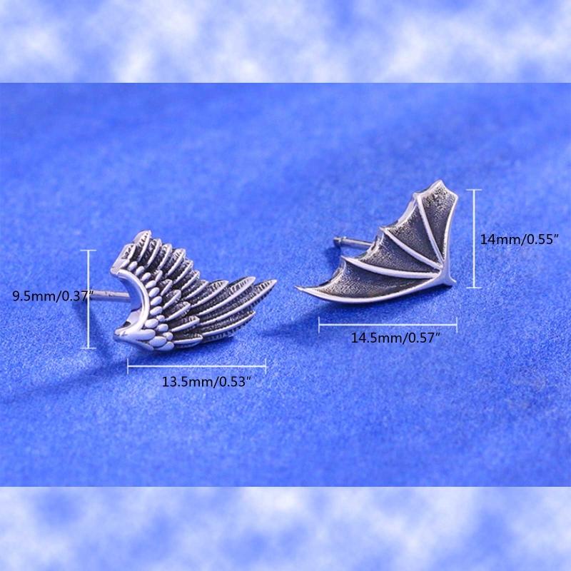 Європейські та американські сережки-гвоздики з крилами ангела та демона Ретро зістарені для креативних сережок-крил Ювелірний подарунок для Жі