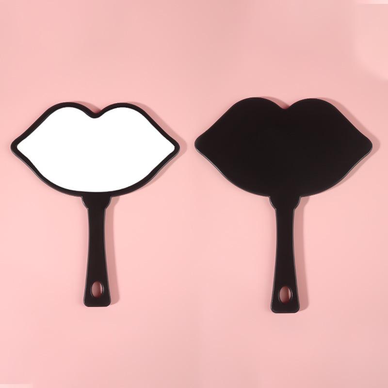HD Lip Makeup Mirror with Plastic Handle, Vanity Mirror with DIY Option