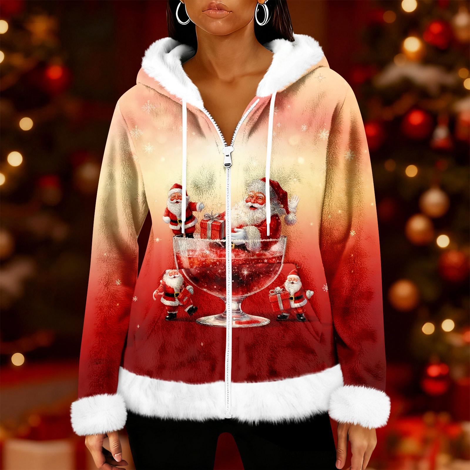 

Жіночий повсякденний модний флісовий кардиган з капюшоном на блискавці з довгими рукавами XXL Кіновар