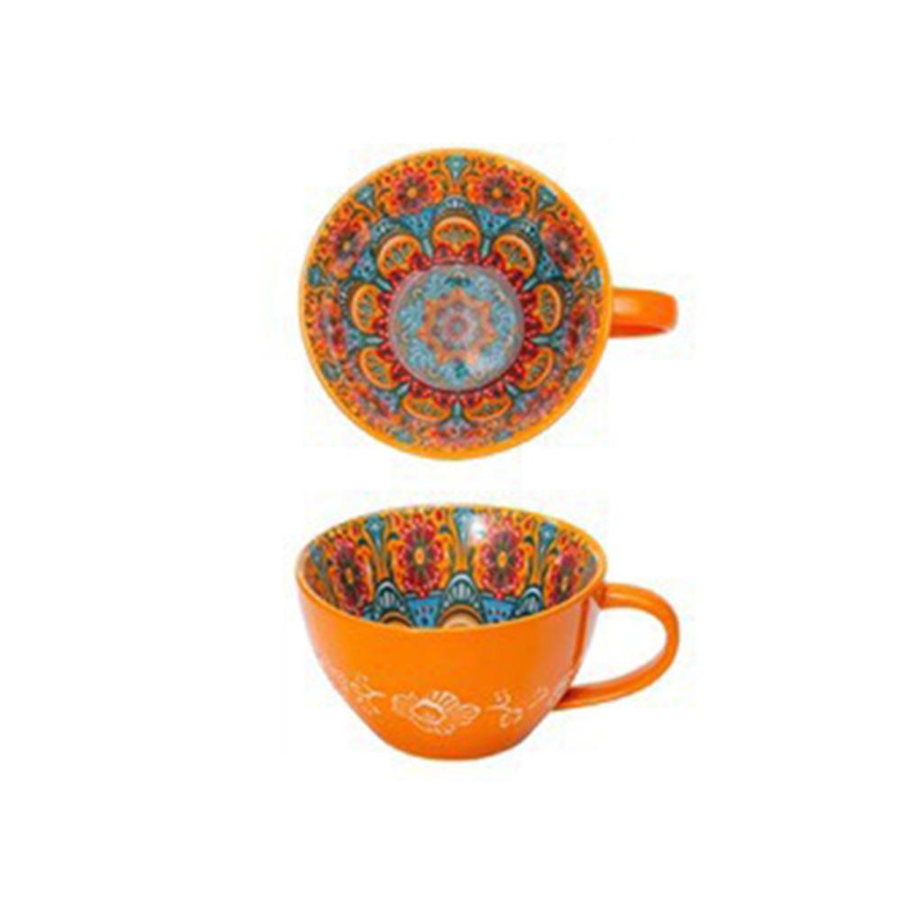 Ceramic Bohemian Breakfast Cup Retro Oatmeal Cup Multifunctional Coffee Mug  Friend Gift