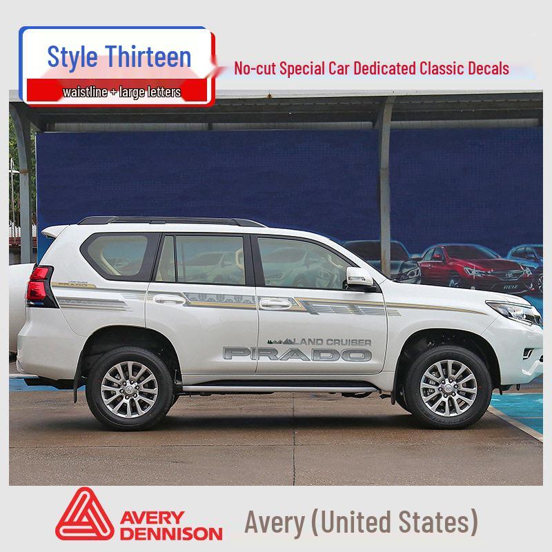 Toyota Prado 10-22 Models Car Body Color Stripe Decal Waistline Sticker.
