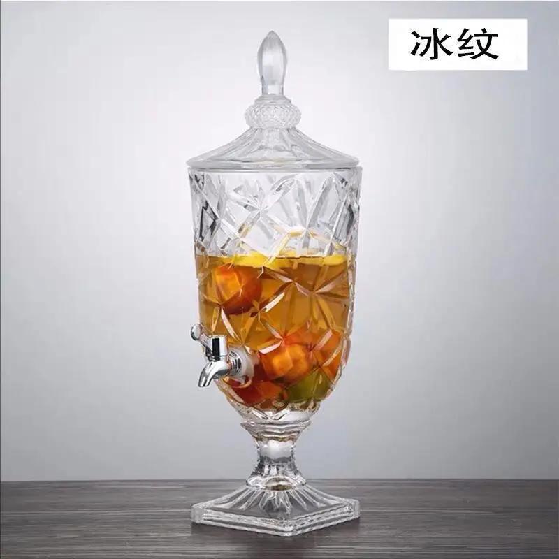 

Высококачественный 2-галлонный диспенсер для напитков из прозрачного стекла с элегантным рельефным дизайном - идеально подходит для домашнего декора 3L