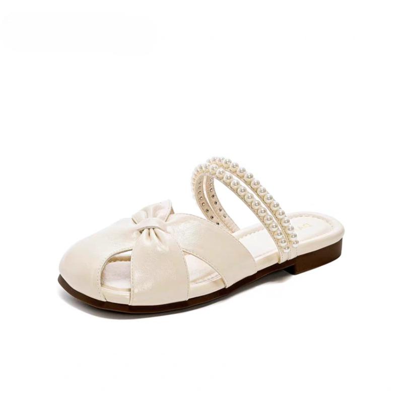 Pearl Women Flats Slippers New Mules Shoes 2025 Casual Summer Sandals Luxury Slingback Woman Shoes Walking Sandalias