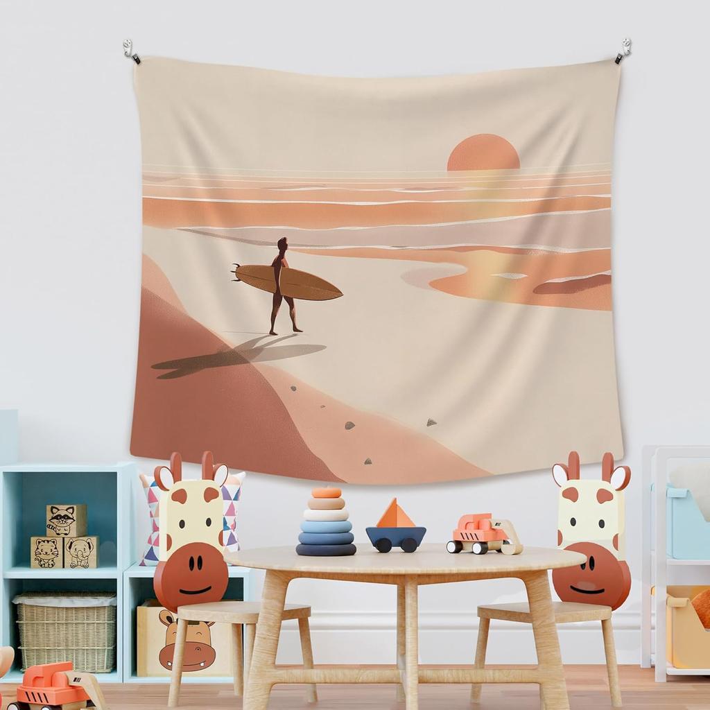 Beach Coastal Wall Tapestry, Minimalist Summer Ocean Wall Tapestry Hanging for Bedroom Beach House, Beachy Trendy Ocean