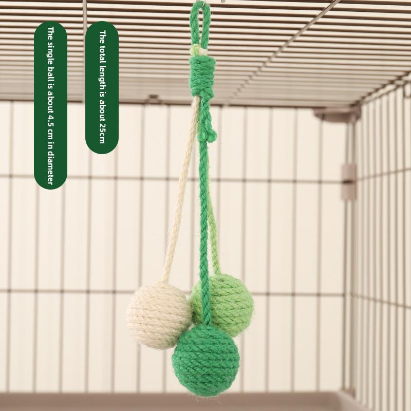 

HOOPET Cat Ball Toy Cage Hanging Jute Ball for Cat Colorful Interactive Toy Sisal Rope Weave Ball A Set Bite-resistant Rope Ball