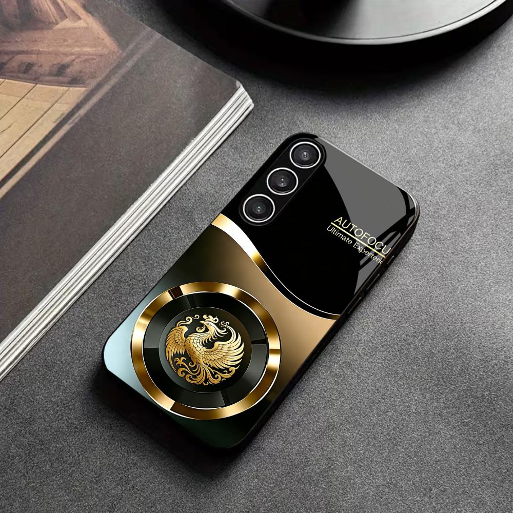 New Black Gold Phoenix Logo phone case glass s26 ultra case mobile phones for Samsung Galaxy S26 S25 S24 S23 S22 FE Ultra Plus
