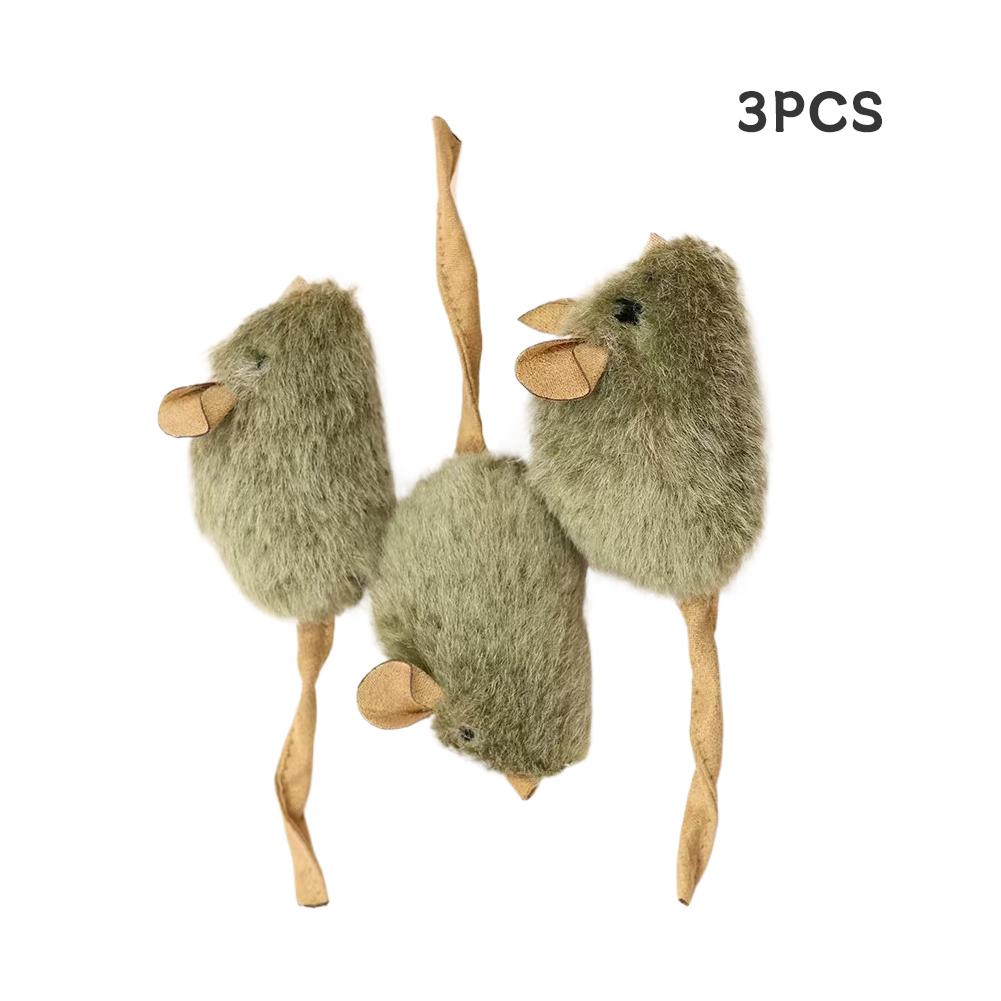 3pcs Plush Mouse Cat Toy Sounding Interactive Electric Mouse Kitten Toys Pet Cat Teaser Wand Play Accessories Display Gifts