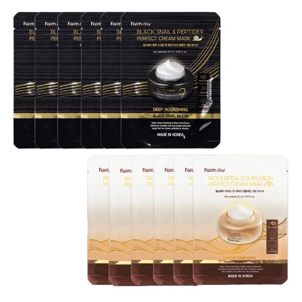 

FarmStay Крем-маска Лист Дуо Набір 1 коробка (23г / 0.81 унція на аркуш × 12 аркушів) (3 варіанти) #1Box(Snail 6ea+Rice 6ea)