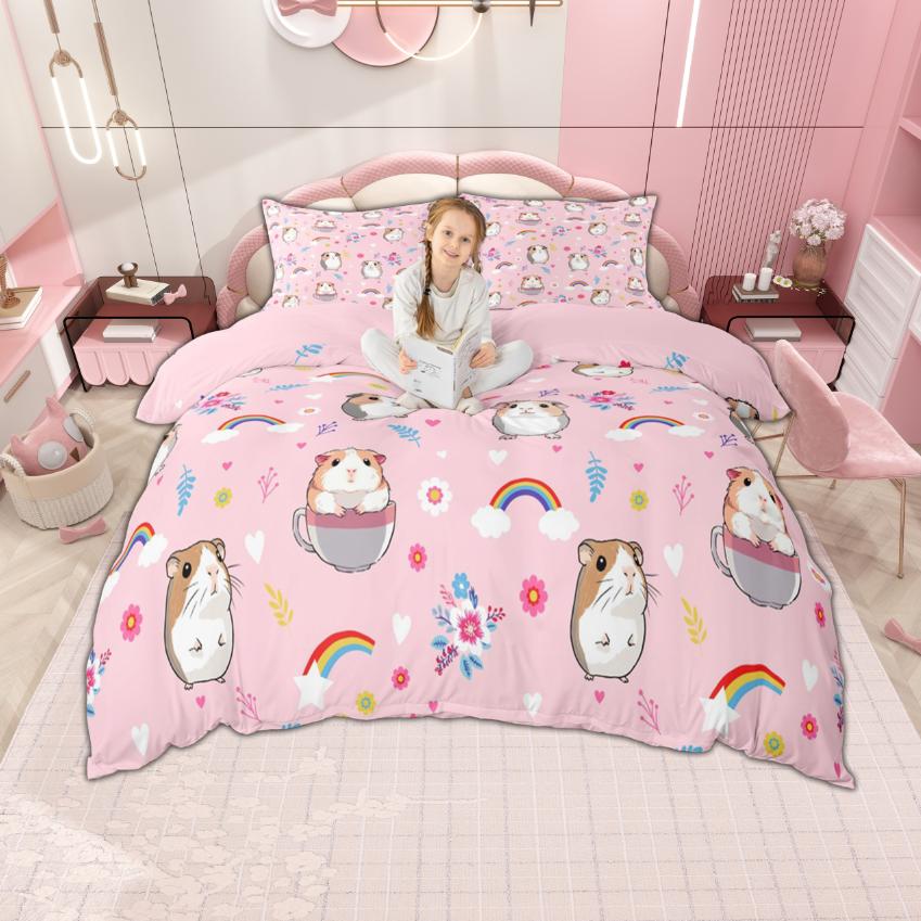 

Comforter Homewish Cute Cat Unicorn For Girls 2Pcs/3Pcs Kawaii Rainbow Bedding Cartoon Animal Pink Bed Set Comforter (quilt)-EU Single(135*200cm)3pcs