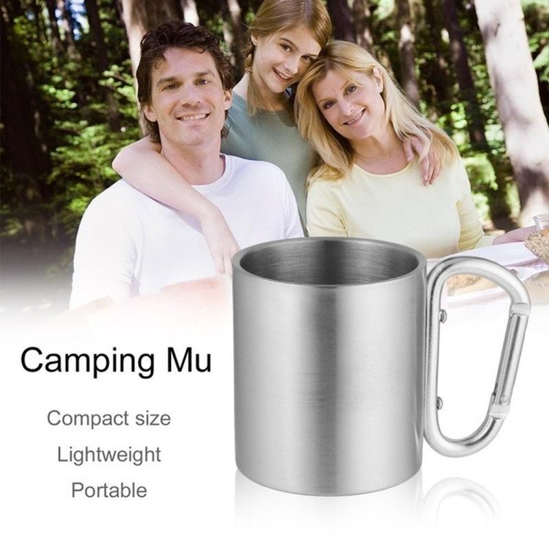 Sprzęt zewnętrzny Kubek górski 350 ml Kubek z karabińczykiem ze stali nierdzewnej Kubek kempingowy zastawa stołowa