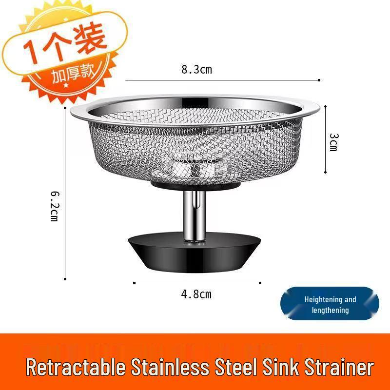 Stainless Steel Kitchen Sink Anti-Clog Filter Screen with Handle for Dishwashing & Vegetable Washing