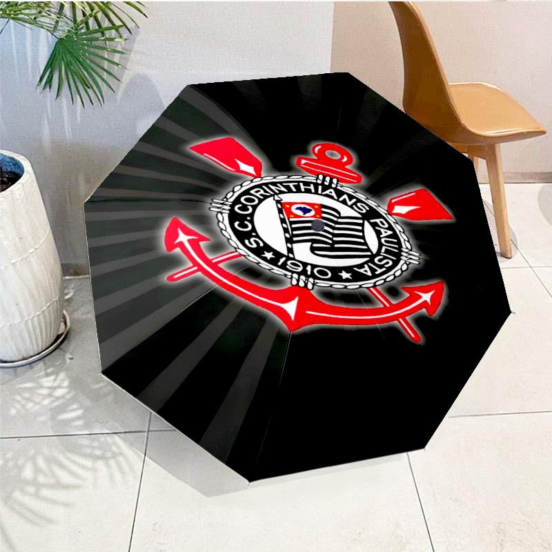 Sport Club Football Crest Printed Automatic Umbrella, 8-Frame for Travel, camping, Casual Umbrella, Essential Gift for  for family and friends